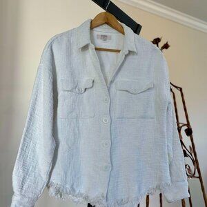 White Women's Blazer - Cream Clothing